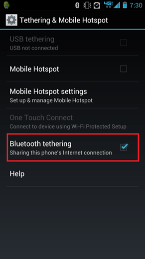 Tethering and Hotspot, Bluetooth